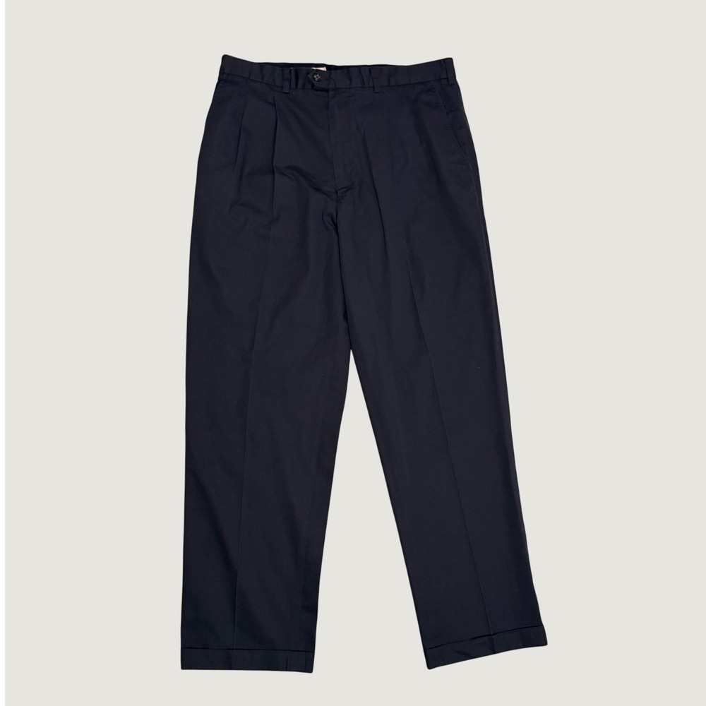 John W Nordstrom Smartcare Stain Resistant Black Pleated Cuffed Pants 38Wx32L